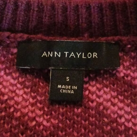 Ann Taylor Womens Size S Sweater Pink Maroon Zebra Print Crew Neck Pullover - Picture 6 of 7
